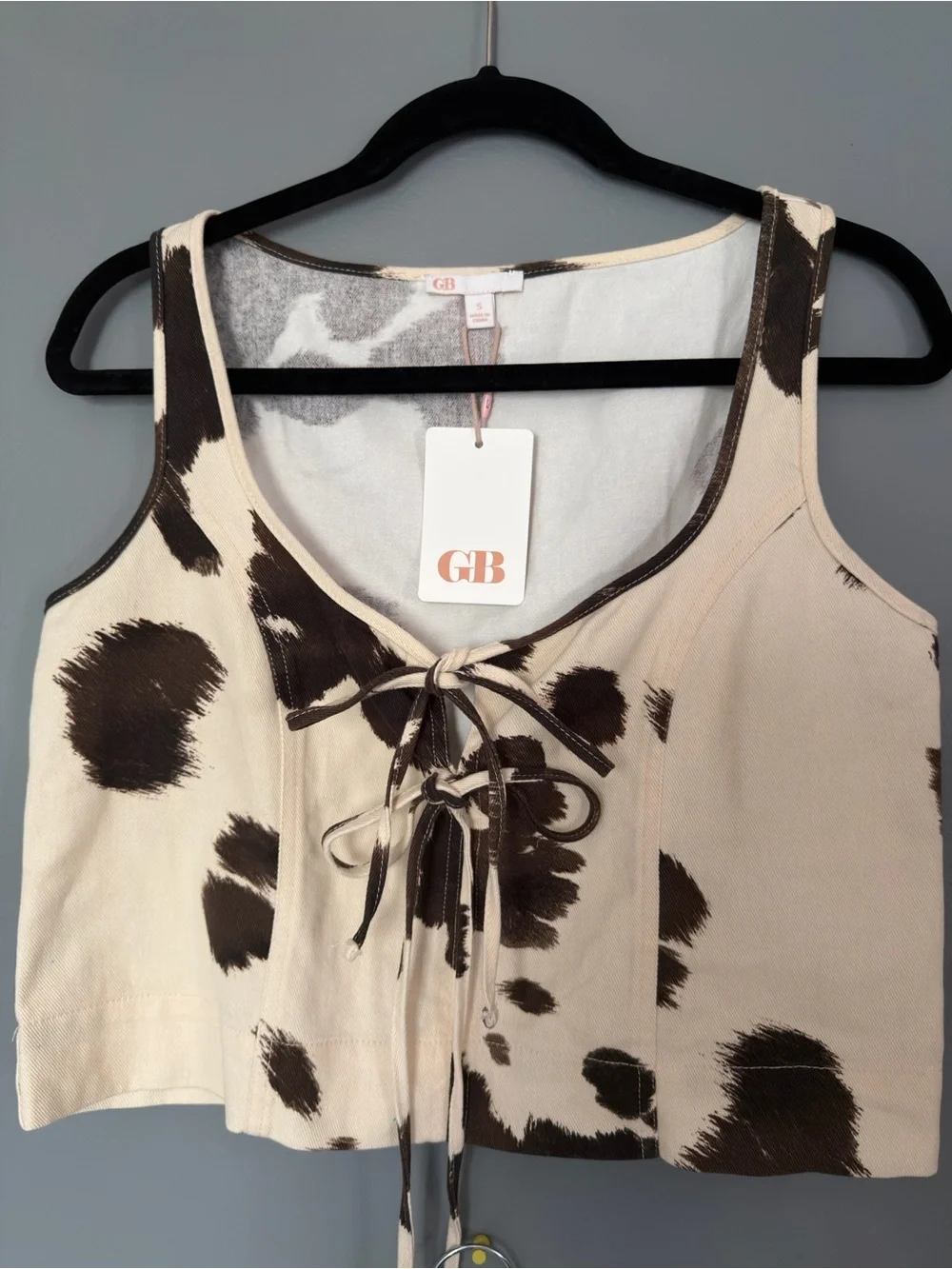 Gianni Bini Cream and Brown Cow Print Two-Piece Set - Picture 2 of 10